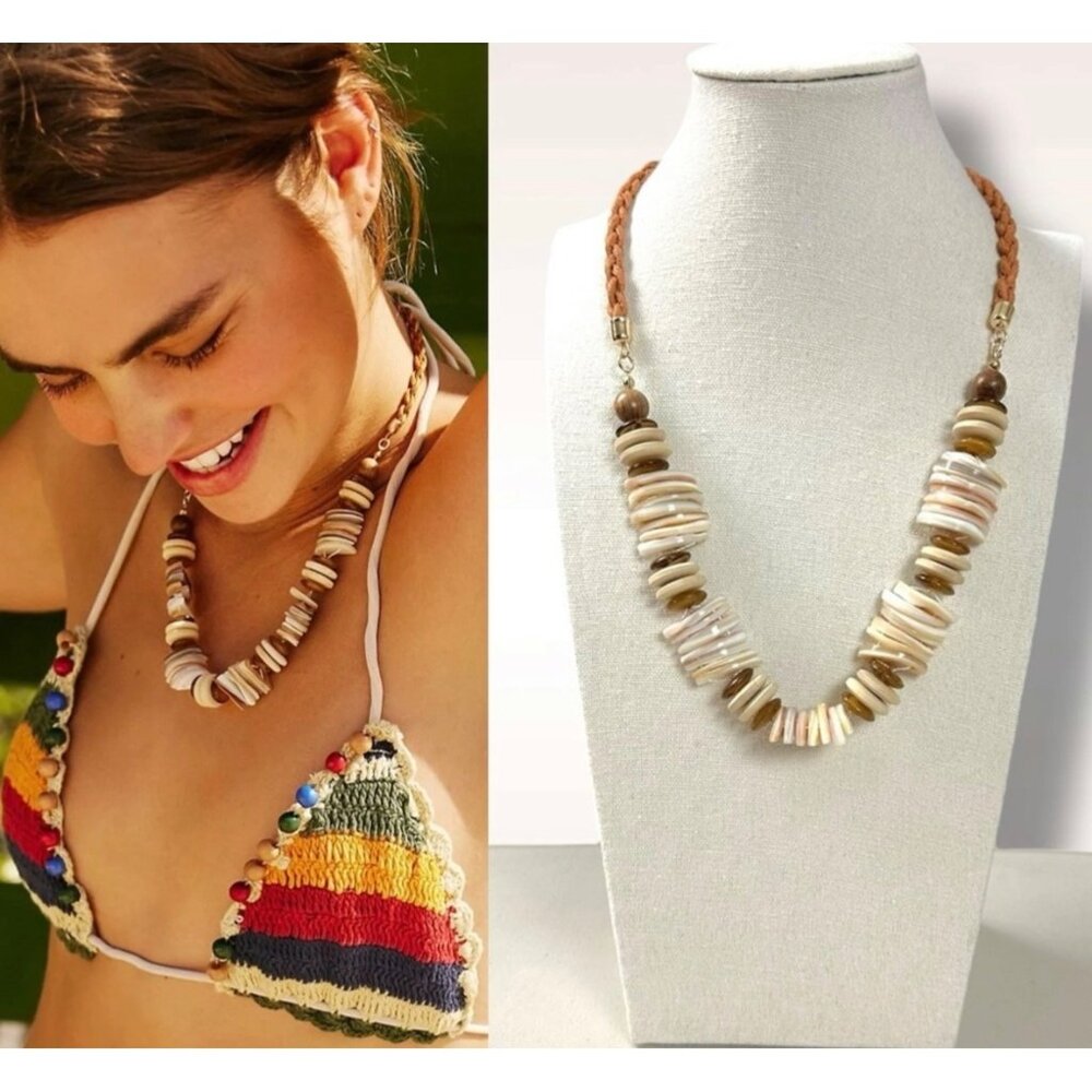 Free People Isabella Choker Necklace in Neutral Natural Bohemian Beach Summer